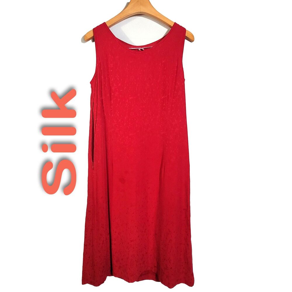 Women's 100% Silk Size XS Long Sleeveless Tank Dress Engraving SAJ159 SAB389